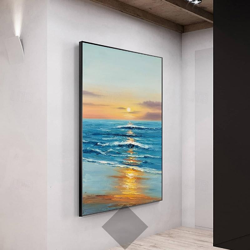 Ozean Gemälde handgemachte Sonnenaufgang Ozean Gemälde große Leinwand Küste Gemälde Meer Landschaft Gemälde Palette Leben Meereslandschaft Ölgemälde Schlafzimmer Gemälde Wohnkultur Weihnachtsgeschenk 2025 - $125.99 –P7