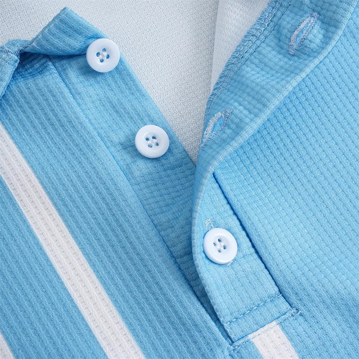 Herren Waffel-Poloshirt Golfhemd Arbeit Strasse Polo-Kragen Klassisch Kurzarm Modisch Brautkleider schlicht Gestreift Knopf vorne Sommer Frühling Frühling Sommer Regular Fit Schwarz Armeegrün Blau 2025 - $18.99 –P4