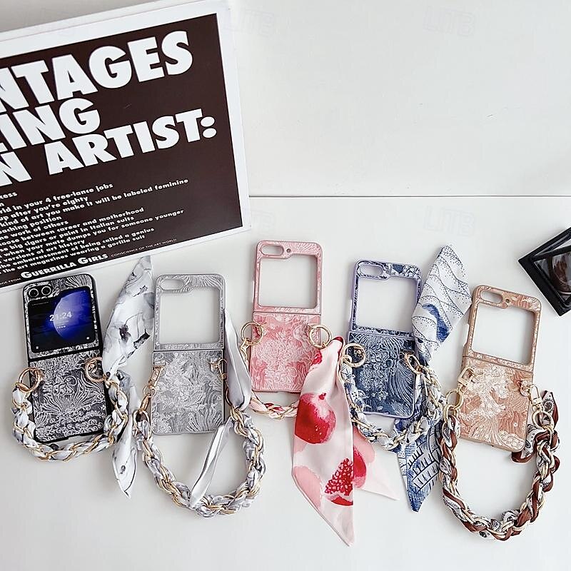Phone Case For Samsung Galaxy Z Flip 7 Z Flip 5 Z Flip 4 Z Flip 3 Back Cover with Wrist Strap Shockproof PC Metal 2025 - $20.99 –P2