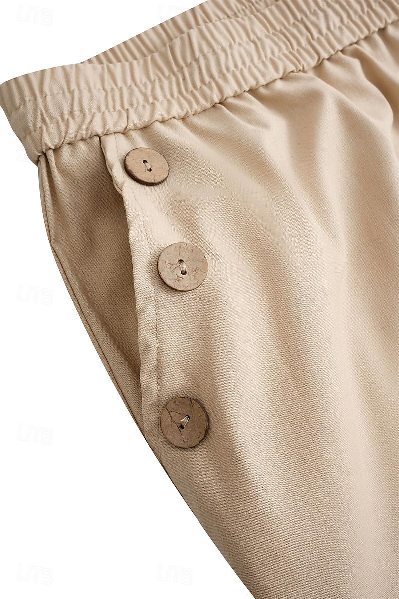 Homme Pantalon en lin Pantalon pantalon été Cordon Taille elastique Plein Confort Respirable Toute la longueur Casual du quotidien Vacances Mode Style classique Blanche Bleu de 2025 ? $25.99 –P5