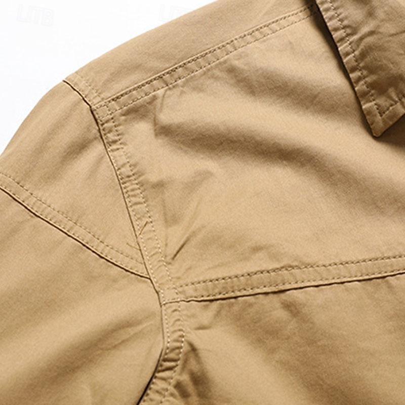 Hombre Camisa Camisas de trabajo Camisa casual Abotonar la camisa Camisa cargo Negro Color Caquí Verde Ejército Gris Manga Larga Plano Cuello Vuelto Vacaciones Festivos Bolsillo delantero Ropa Moda 2025 - $37.99 –P10