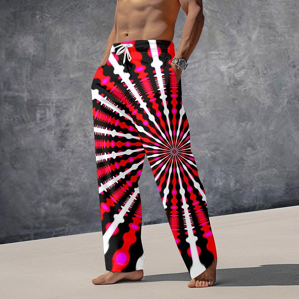 Men's Graphic Casual Pants Mid Waist Holiday Straight Leg Summer Spring 3D Print Yellow Red Blue 2025 - $25.99 –P1