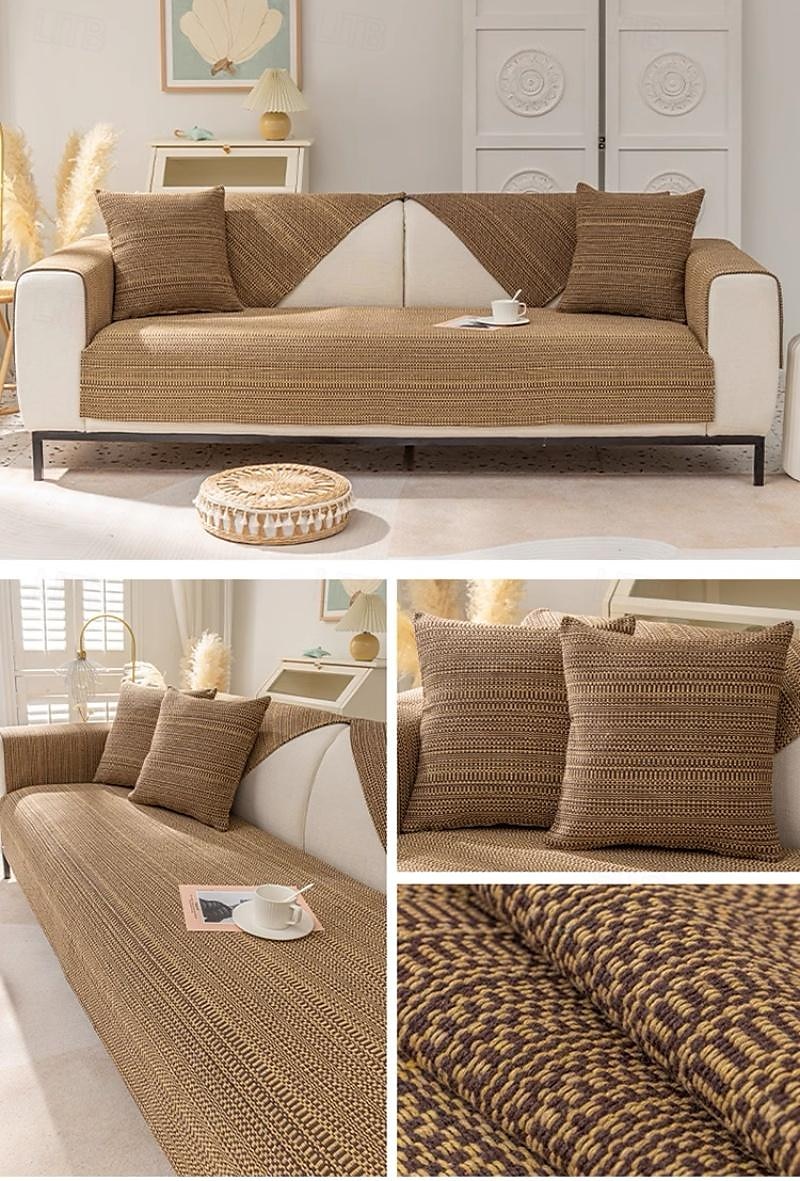 Cotton Linen Sofa Cushion Fabric Anti-slip Cooling Seat Cushion Full Cover Cloth Sofa Cover Cloth L Shaped Sofa Cushion Set 2025 - $28.99 –P5