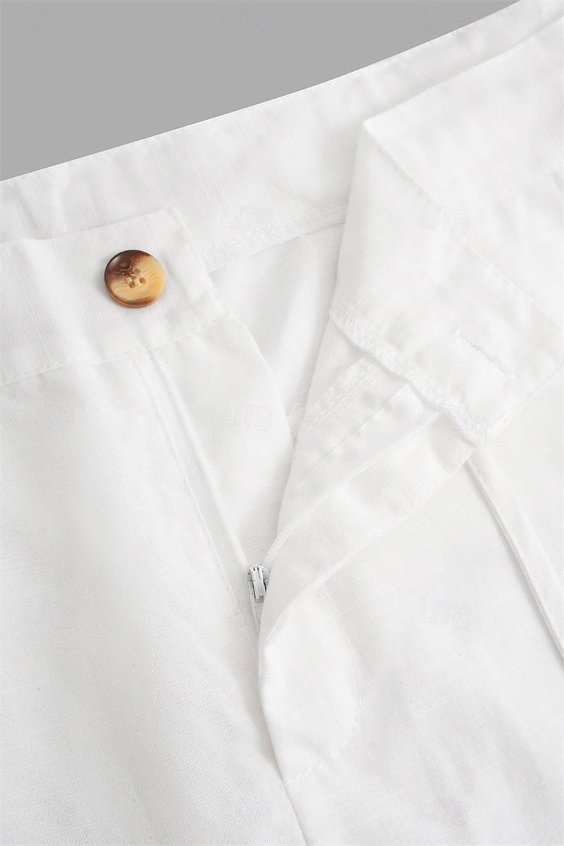 Per uomo Pantaloni di lino Pantaloni Pantaloni estivi Pantaloni da spiaggia Tasca frontale Gamba dritta Liscio Comfort Traspirante Informale Giornaliero Per eventi Di tendenza Originale Bianco Blu del 2026 a $11.49 –P10