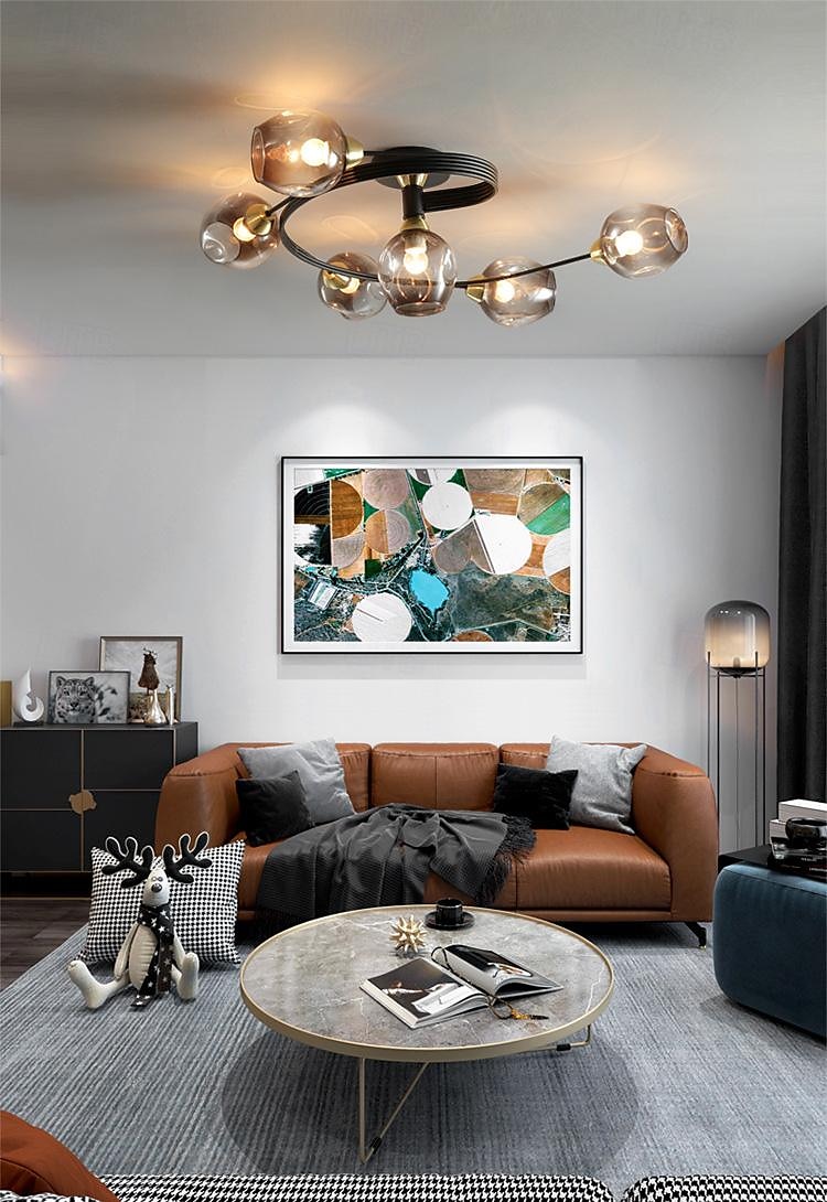 Luz de teto led 4/6 cabeça de vidro metal e27 nórdico criativo mágico lâmpada de teto pequeno quarto, lustre pessoal conciso moderno, para sala de estar comercial lâmpada de sala de jantar, sala de de 2025 por $331.19 –P1