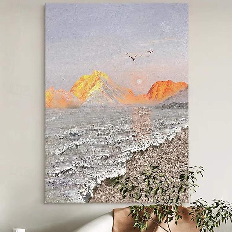 peint à la main 3d minimalisme peinture sur toile abstraite fait à la main art de vague tonale texturé montagne mer peinture art mural wabi-sabi art mural peinture pour salon peinture décoration de de 2025 ? $125.99 –P1