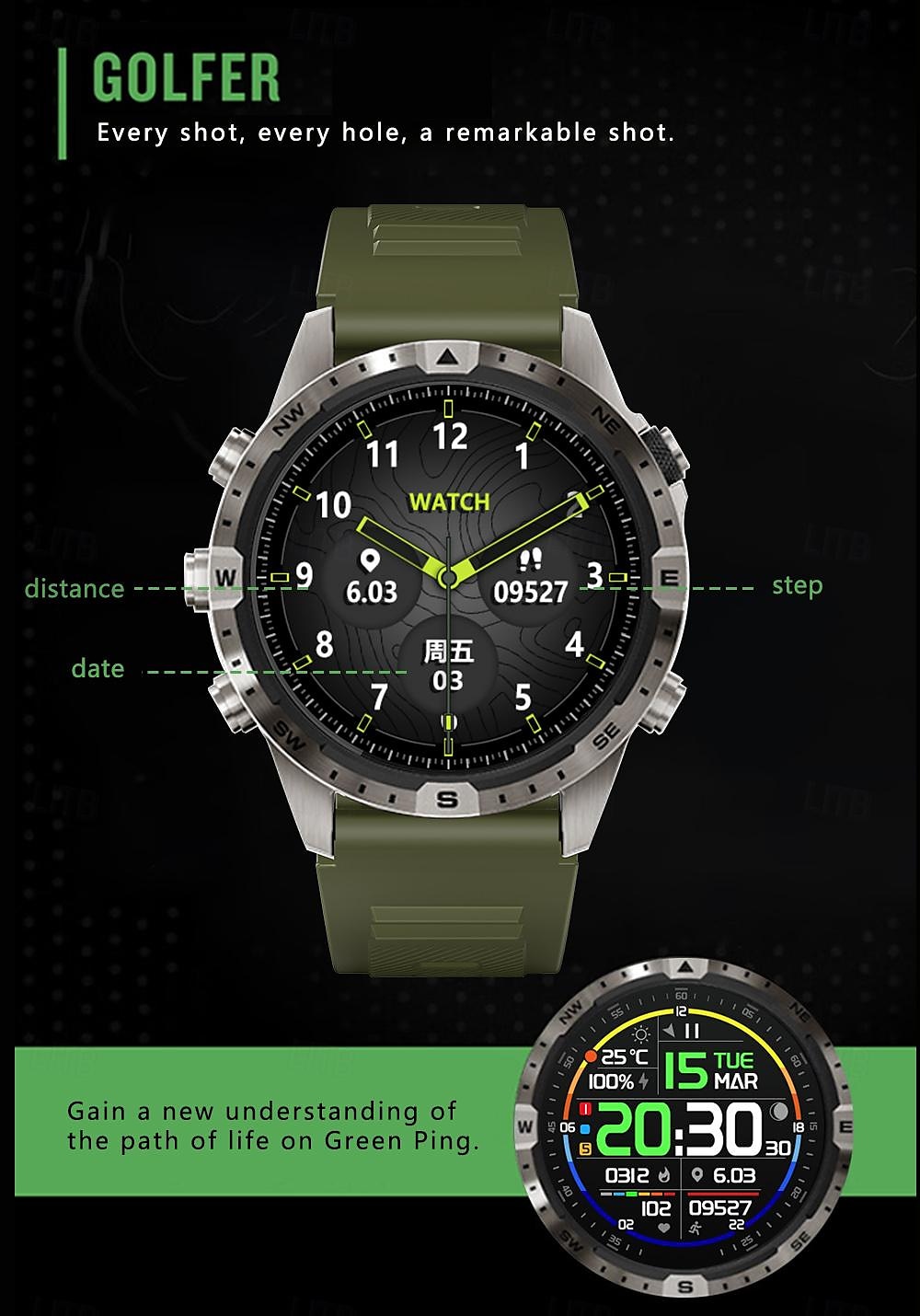 Alloy Outdoor Sports Smartwatch Men Compass 1.6inch 360*360 HD Screen Bluetooth Call Health Monitoring Smart Watch Man 2025 - $49.99 –P7