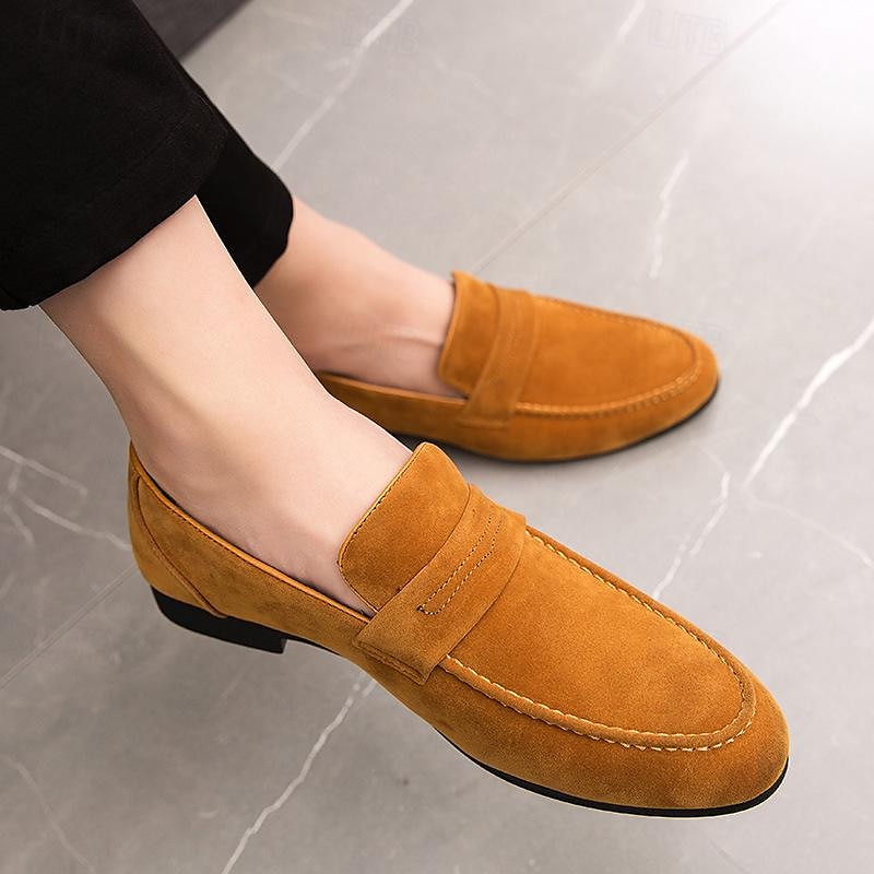 حذاء رجالي من الجلد المدبوغ الصناعي - حذاء كاجوال كلاسيكي سهل الارتداء بكعب منخفض ونعل ناعم للارتداء اليومي 2026 - $54.99 –P1