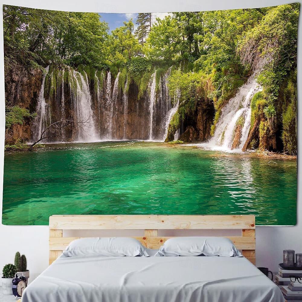 Tapiz colgante de río en cascada, arte de pared, tapiz grande, decoración mural, fotografía, telón de fondo, manta, cortina, decoración para el hogar, dormitorio y sala de estar 2025 - $15.99 -P4