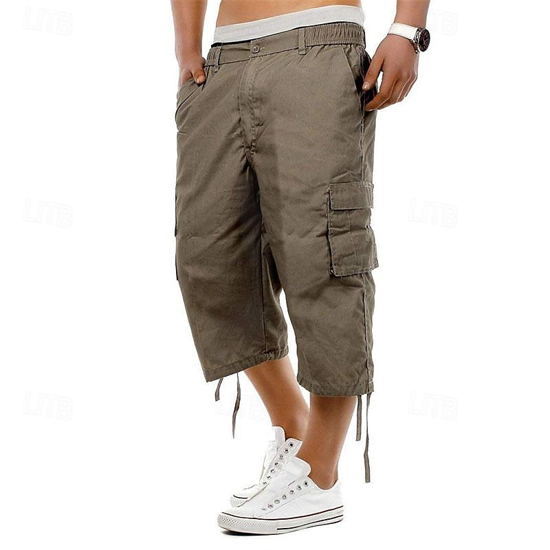 Homens Shorts táticos Bermuda Cargo Calças Capri Botões Cintura elástica Bolso multi Tecido Vestível Comprimento da panturrilha Ao ar livre Diário Acampar e Caminhar Moda Clássico Preto Azul de 2026 por $26.99 –P7