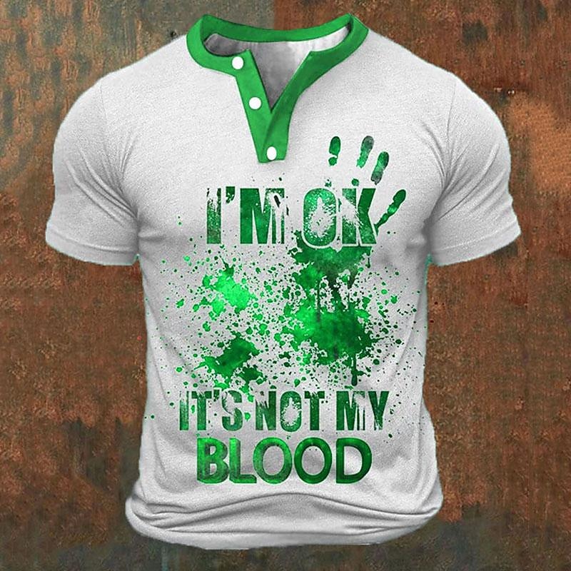 Per uomo Lettera Stampe Grafiche Mano Camicia vintage Maglia Henley Maglietta grafica Manica Corta maglietta Stampa 3D Henley Camicia Moda Essenziale Casual Quotidiano All'aperto Uscire Blu Nero del 2026 a $26.99 –P5