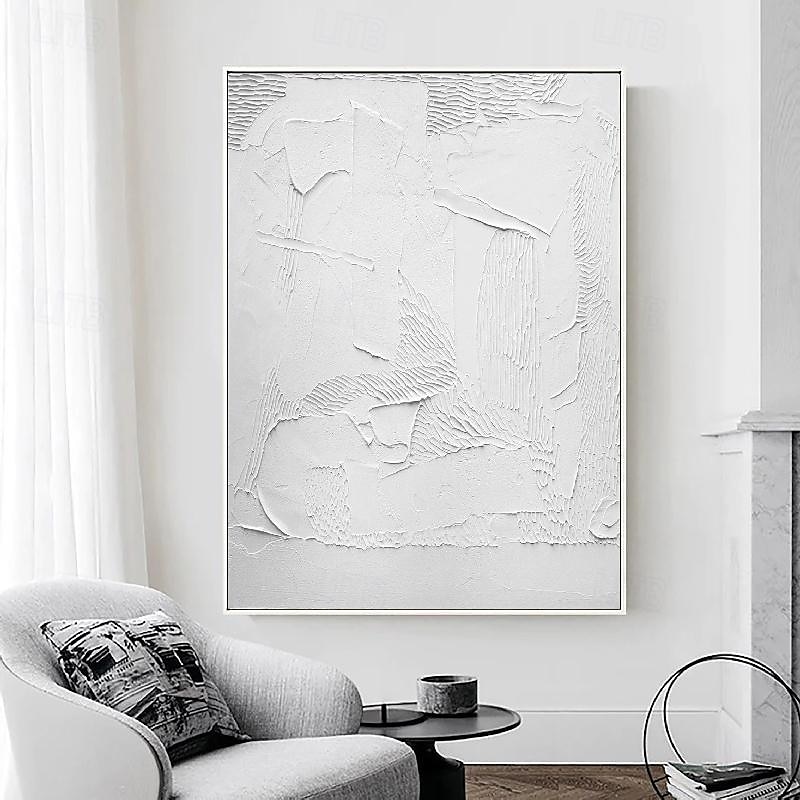 peint à la main 3d texturé blanc peinture abstraite sur toile 3d texturé art mural boho moderne toile art salon décor pattle couteau peinture à l'huile décor à la maison hôtel pièce d'art de 2025 ? $116.99 –P19