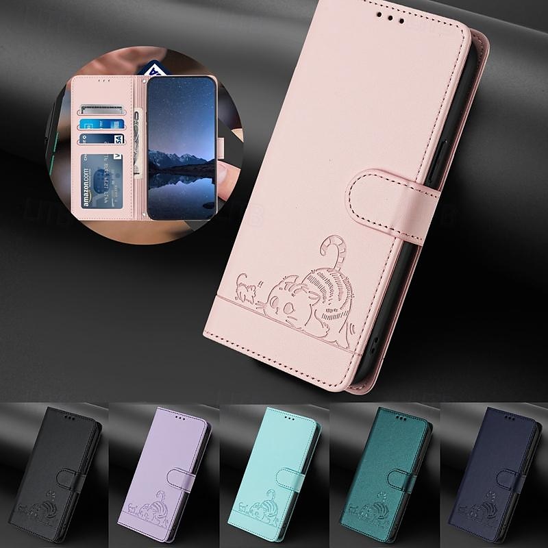 телефон Кейс для Назначение айфон 16 Айфон 15 Про Макс Плюс iPhone 14 13 12 11 Pro Max Plus Mini SE Кейс на заднюю панель со стендом Магнитный с ремешком Кот Ретро ТПУ Кожа PU 2025 - $18.99 –P1