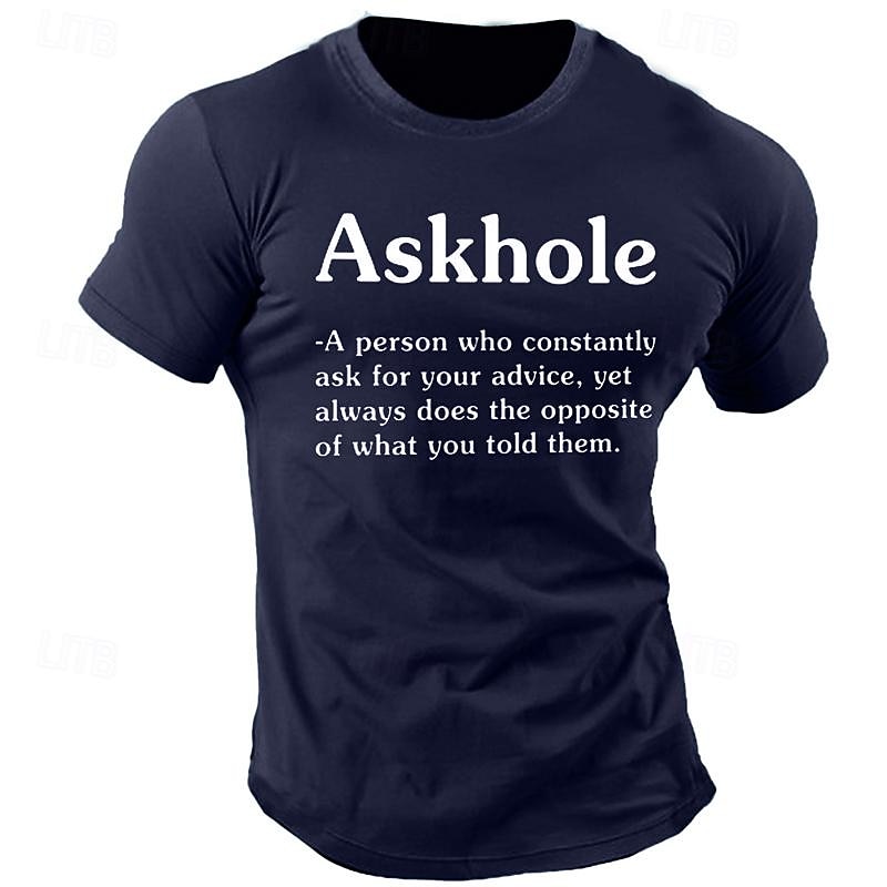 Camiseta de hombre Askhole una persona que constantemente pide tu consejo camiseta sarcástica divertida de algodón de manga corta camiseta gráfica negra azul oscura moda al aire libre 2025 - $15.99 –P2