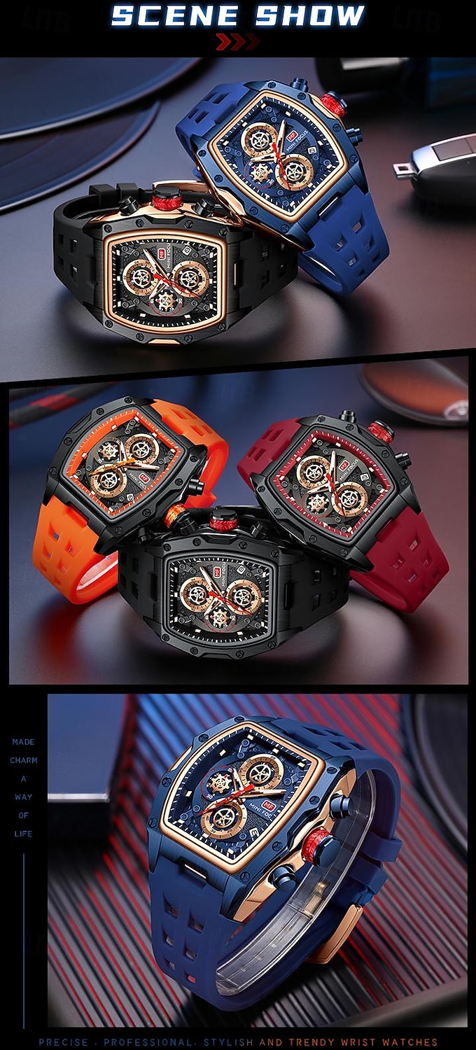 MINI FOCUS Men Quartz Watch Outdoor Fashion Casual Wristwatch Luminous Calendar Waterproof Decoration Silicone Gel Watch 2025 - $35.99 –P13