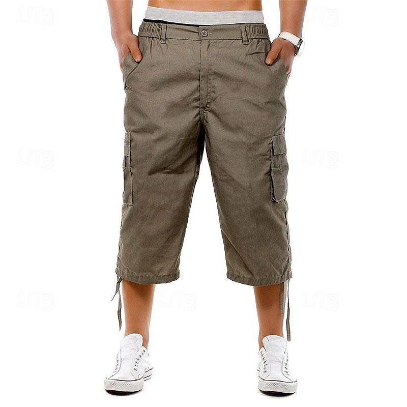 Homens Shorts táticos Bermuda Cargo Calças Capri Botões Cintura elástica Bolso multi Tecido Vestível Comprimento da panturrilha Ao ar livre Diário Acampar e Caminhar Moda Clássico Preto Azul de 2026 por $26.99 –P6