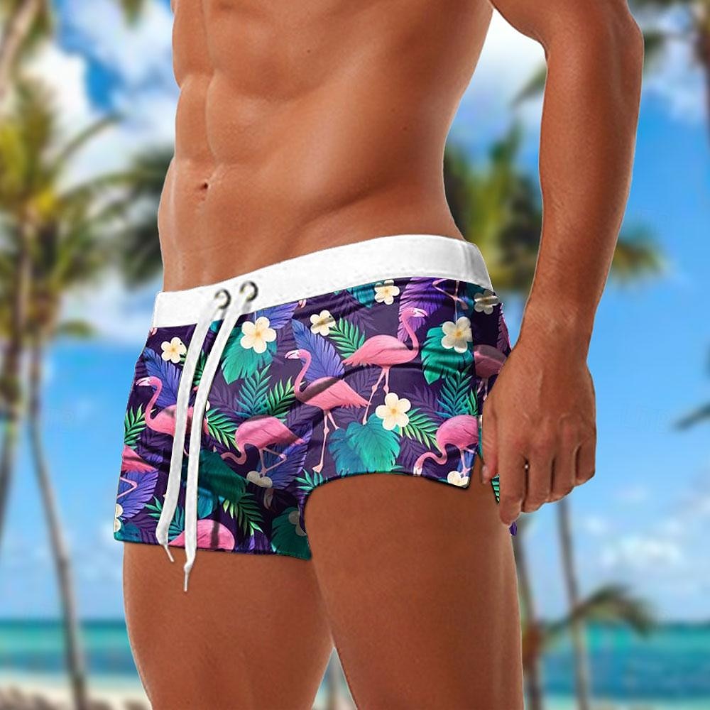 Men's Flamingo Bird Swim Trunks Swim Shorts Board Shorts Mid Waist Fashion Designer Surfing Holiday Beach Pocket Drawstring Elastic Waist Designer Clothing Apparel 2025 - $19.99 –P5