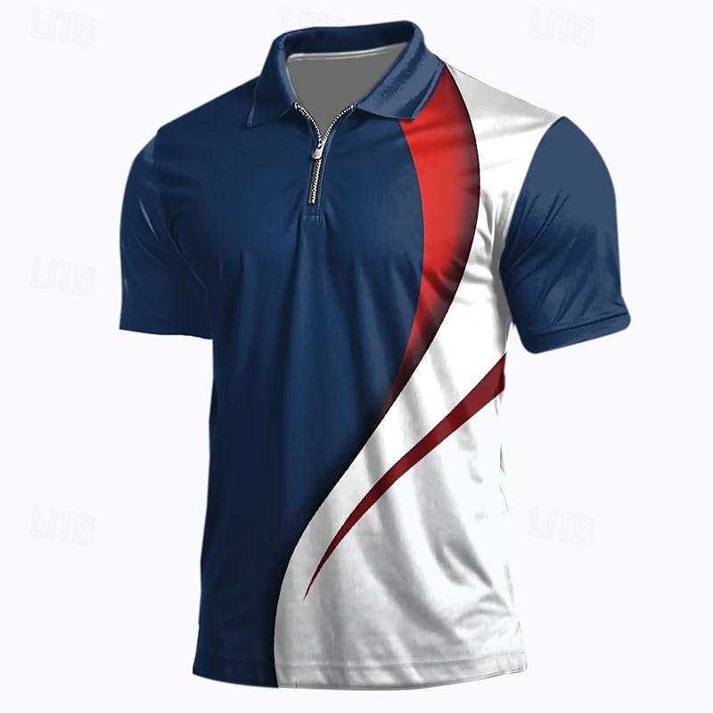 4 juillet 2026, 250e anniversaire Homme anciens combattants Patriotique Polos à zip Chemise de golf Manche Courte Polos Chemises à Col Occasionnel Vêtements de rue Vêtements de vacances Tenues de fête de 2026 ? $23.99 –P1
