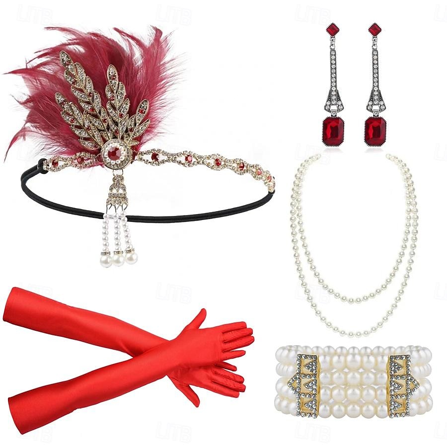 Anni 1920 Il grande Gatsby Abiti Fascia Flapper Il grande Gatsby Invitato al matrimonio Senza colletto Per donna Halloween Carnevale Mascherata Feste Mascherata Ricevimento di nozze Adulti Guanti del 2025 a $23.99 –P6