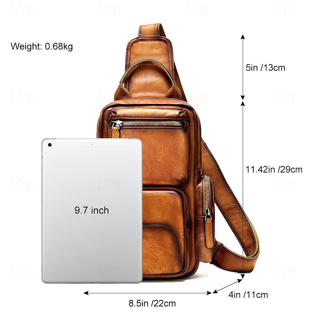 Borsa a tracolla vintage in pelle da uomo con multitasche – borsa a tracolla casual da viaggio per lavoro, escursionismo o uso quotidiano del 2025 a $159.99 –P9