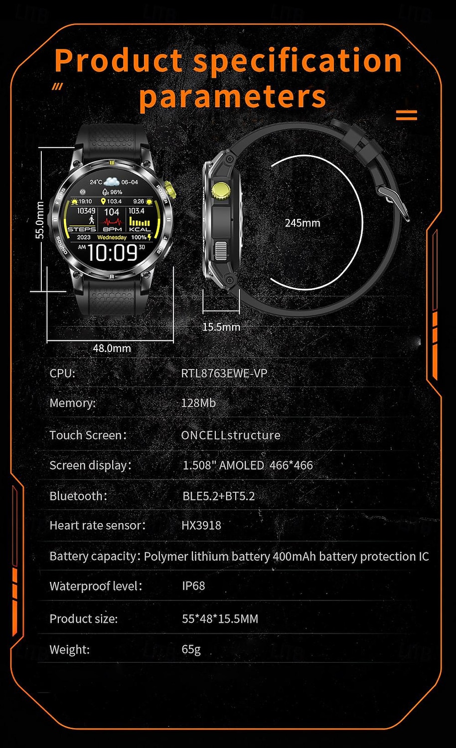 696 NX18Pro Smart klocka 1.5 tum Smart Klocka Blåtand EKG + PPG Stegräknare Samtalspåminnelse Kompatibel med Android iOS Dam Herr Handsfreesamtal Meddelandepåminnelse IP 67 48mm klockfodral 2025 - $79.99 –P17