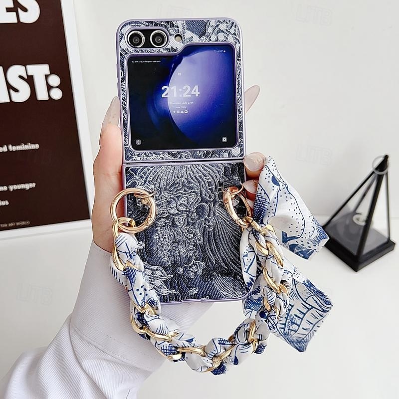 Phone Case For Samsung Galaxy Z Flip 7 Z Flip 5 Z Flip 4 Z Flip 3 Back Cover with Wrist Strap Shockproof PC Metal 2025 - $20.99 –P9