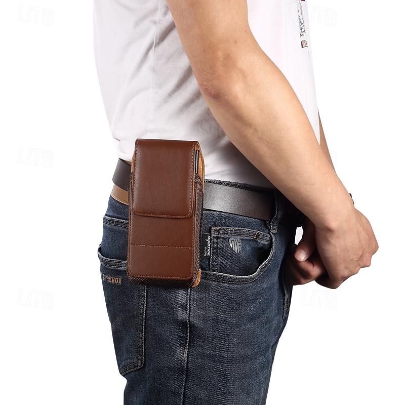 Men Cellphone Loop Holster Case Belt Waist Bag Props PU Leather Purse Phone Wallet Vintage Belt Mobile Phone Protective Sheath 2025 - $18.99 –P9