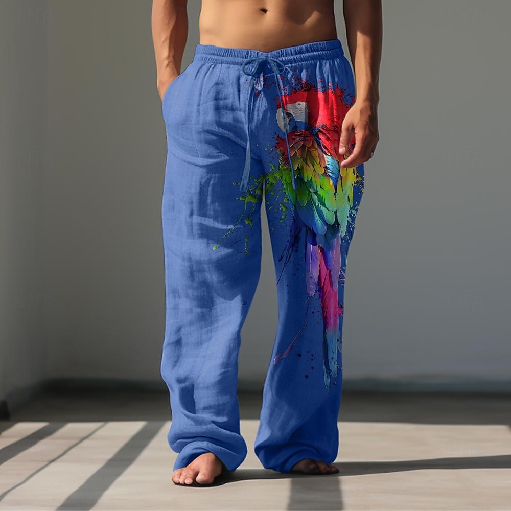 Per uomo Animale Uccello Pantaloni di Lino Pantaloni Larghi Misura del girovita medio Hawaiano Casual All'aperto Abbigliamento casual alla moda Elastico in vita Primavera & Autunno Autunno & Inverno del 2025 a $28.99 –P4