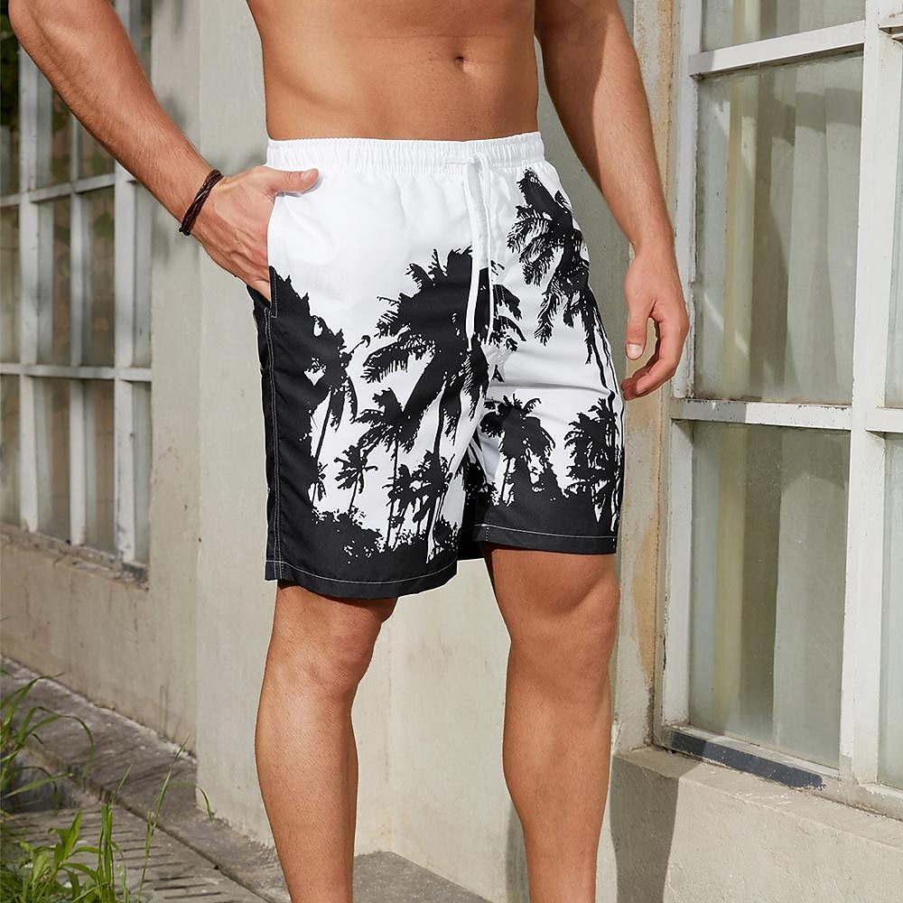 Men's Leaf Coconut Tree Plants Swim Shorts Board Shorts Swimming Trunks Mid Waist Fashion Streetwear Designer Casual Daily Holiday Pocket Drawstring Elastic Waist Designer Clothing Apparel 2025 - $17.99 –P4