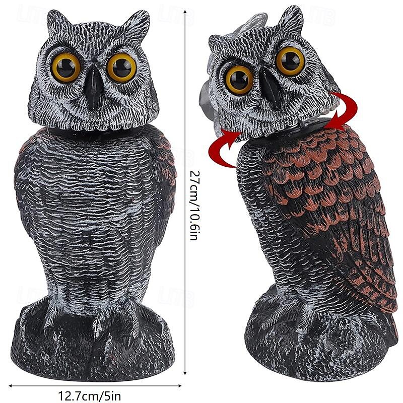 sperietoare de pasăre bufniță falsă momeală sculptură cap rotativ bufniță de plastic descurajarea păsărilor natură inamic cu coarne respingător dăunătorilor pentru grădină în aer liber 2025 - $29.99 –P1