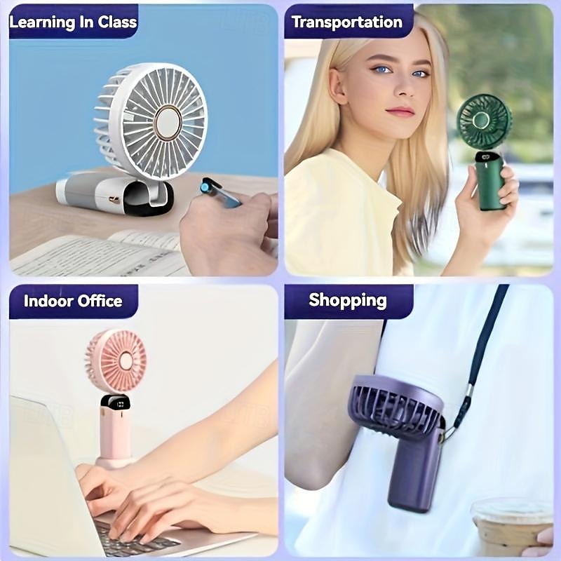 Foldable Personal Mini Fan – USB Rechargeable Handheld Fan with LED Display and 5 Speeds, for Home Office Travel Camping 2025 - $19.99 –P4