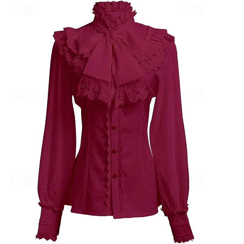Retro Vintage Mittelalterlich Renaissance Bluse / Hemd Pirat Prinzessin Einfarbig Damen Seeräuber königlich Steampunk Halloween Karneval Maskerade Alltagstauglich Erwachsene Hemd 2025 - $39.99 –P20