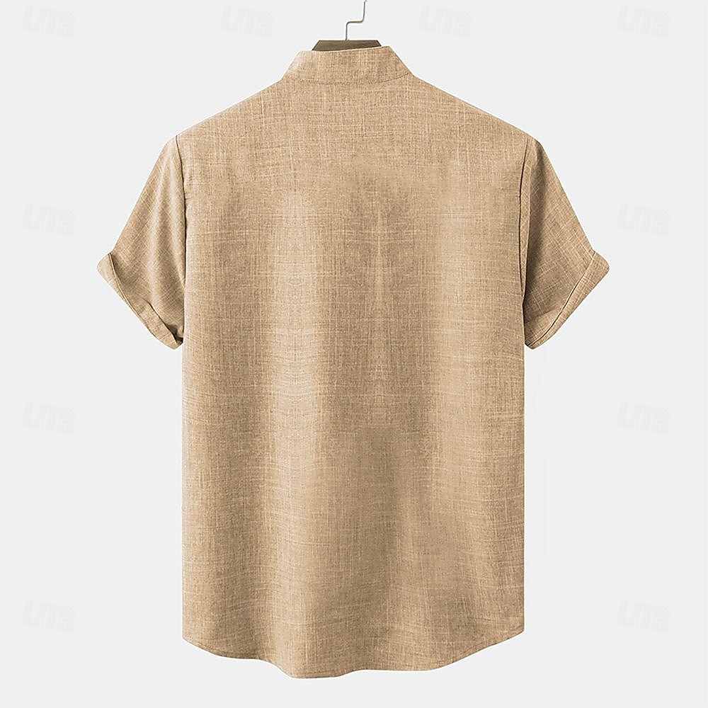 Herren Hemd leinenhemd Retro-Shirts Vintage-Shirt Ethnisches Hemd Südwestlicher Druck Täglich Grün Kaki Grau Kurzarm Umlegekragen Sommer Frühling Bekleidung 2025 - $26.99 –P1