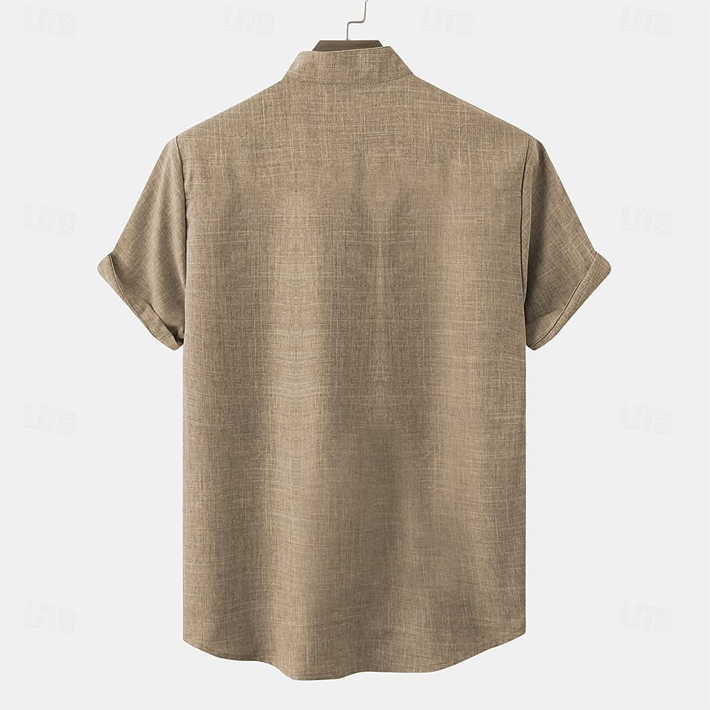 Men's Shirt Linen Shirt Retro Shirts Vintage Shirt Ethnic Shirt Ethnic Work Casual Blue Green khaki Short Sleeve Turndown Summer Spring Clothing Apparel 2025 - $24.99 –P2
