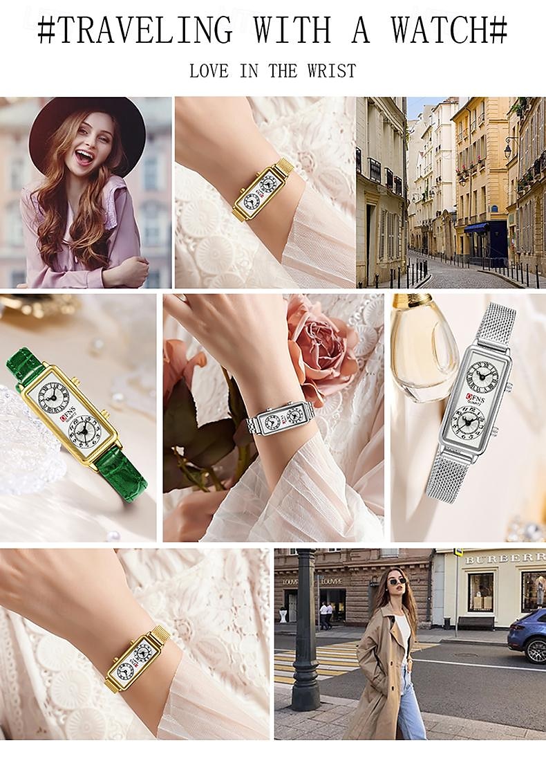 Moederdag Cadeau voor Vrouwen Quartz Horloge Creatief Modieus Casual Horloge Waterdicht Wereldtijd Decoratie Lederen Mesh Band Horloge 2026 - $36.99 –P15