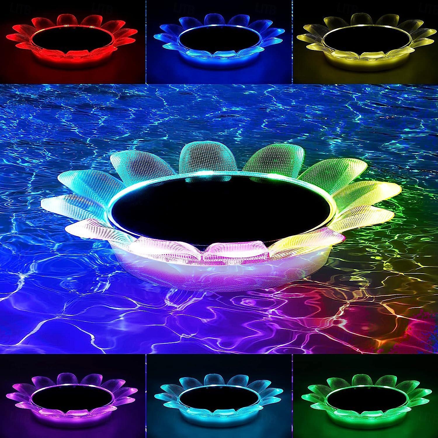 RGB-Schwimmlicht, Solar-LED-Poollicht, wasserdichtes Gartenlicht für den Außenbereich, für Schwimmbad, Teich, Ferienpark, Landschaftsdekoration, 1/2 Stück 2025 - $29.99 –P1