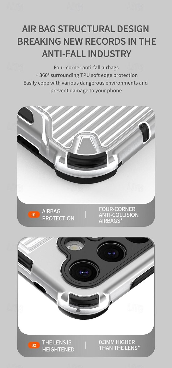 Phone Case For Samsung Galaxy S24 Ultra Plus S23 Ultra Plus A55 A35 A25 A15 5G A54 A34 A14 A13 S25 Ultra Back Cover with Stand Holder Support Wireless Charging Shockproof TPU PC 2025 - $18.99 –P9