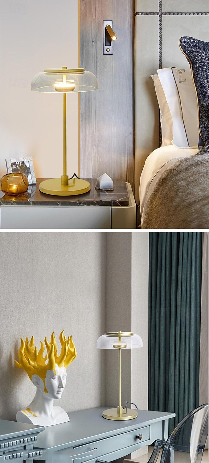 LED Beside Lamp 7W Nordic Glass Desk Light Bedroom Living Room Desk Lamp Kids Room Decor Bedisde Lights Gifts Creative Iron Table Light with Glass Lampshade Indoor Table Lamp with Plug 110-240V 2025 - $265.59 –P1