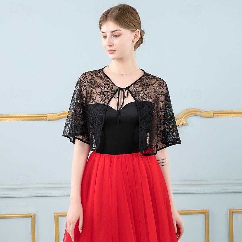 Sjalar Sjalar till damer Bolero Elegant Brudkläder Halvlång ärm Polyester Brudsjalar Med Ren Färg Till Fest Vår & sommar 2025 - $20.99 –P10