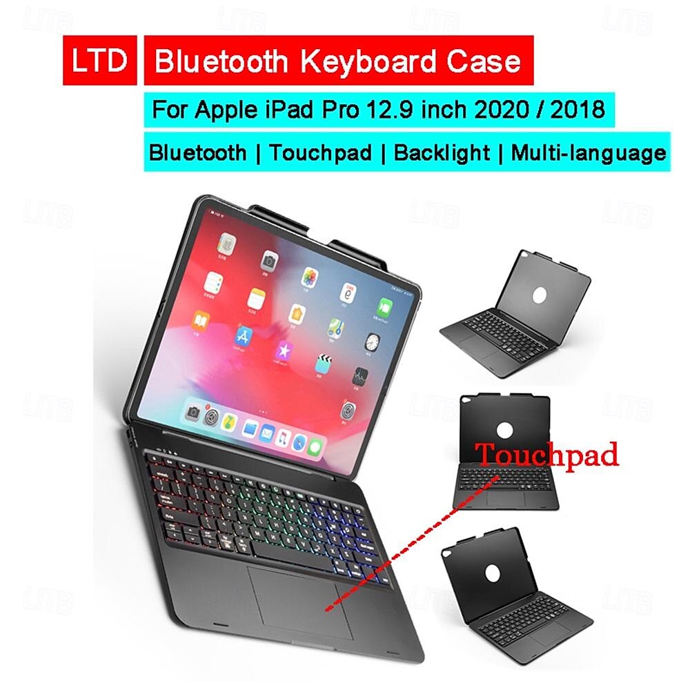 2025年 iPad Pro12.9 (2018/2020) 用キーボード付きタブレットケース、タブレット Bluetooth キーボード、取り外し可能な Bluetooth キーボード、タッチパッド付き、カラフルなバックライト付きキーボード  コレクション – $89.99 –P6