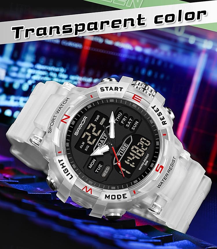 SANDA Heren Digitale Horloge Buiten Sports Mode Polshorloge Luminous Stopwatch Alarmklok Countdown TPU Horloge 2025 - $28.99 –P4