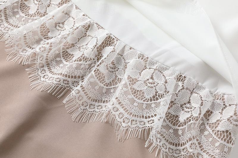 Vestido bohemio blanco para mujer, vestido de encaje, vestido con capas detalladas, sin mangas, escote redondo, blanco tostado, informal, para verano, fiesta en la playa, ropa de corte relajado 2025 - $32.99 –P6