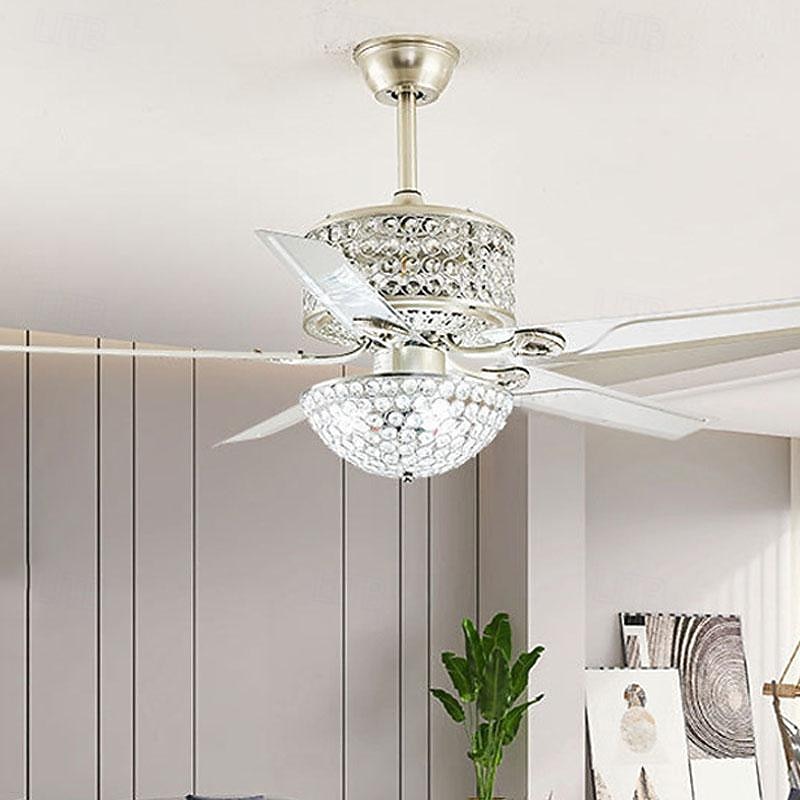 ventilatore a soffitto a led luce cristallo oro luce di lusso 3 colori-luce acrilico moderno stile nordico camera da letto sala da pranzo 110-240v del 2025 a $526.89 –P9