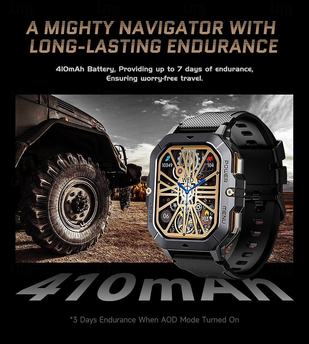 696 C28 Smart Watch 2.02 inch Smart Band Fitness Bracelet Bluetooth Pedometer Call Reminder Sleep Tracker Compatible with Android iOS Men Hands-Free Calls Message Reminder IP 67 42mm Watch Case 2025 - $52.99 –P6