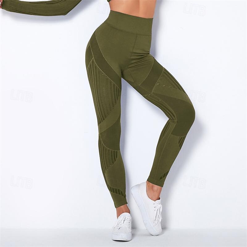 Women's Yoga Pants Yoga Leggings Mesh Patchwork High Waist Yoga Gym Workout Pilates Tights Color Block Dark Grey Black Army Green Spandex Sports Activewear Stretchy Slim 2025 - $25.99 –P6