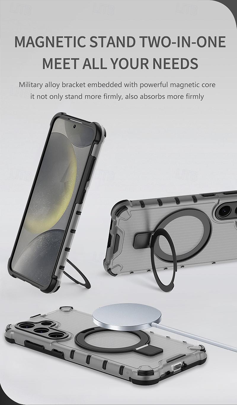 Phone Case For Samsung Galaxy S24 Ultra Plus S23 Ultra Plus A55 A35 A25 A15 5G A54 A34 A14 A13 S25 Ultra Back Cover with Stand Holder Support Wireless Charging Shockproof TPU PC 2025 - $18.99 –P2