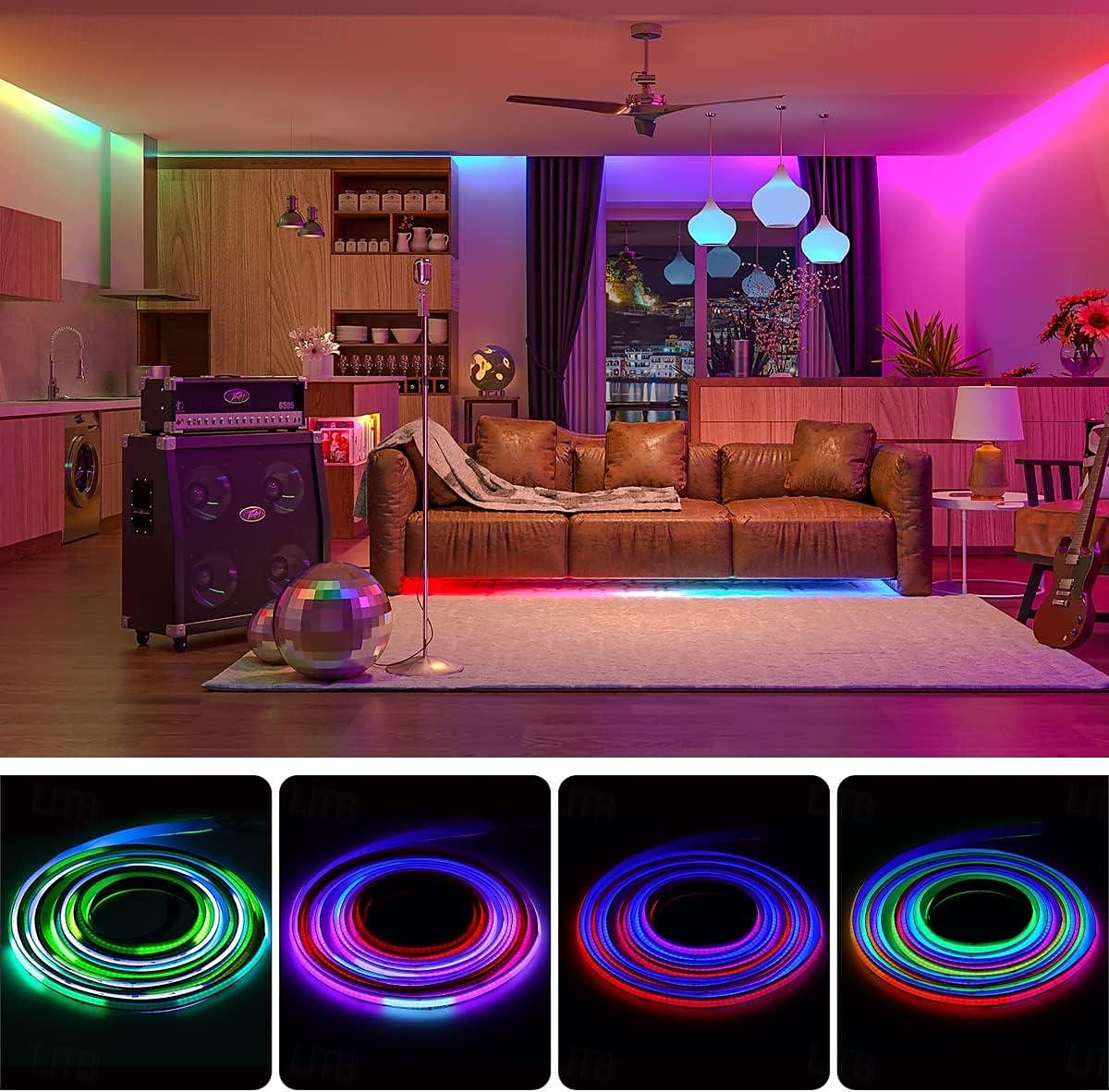 αδιάβροχο cob led strip light, rgb intelligent ic strip 16ft 5m dc24v εύκαμπτο φως ταινίας led ws2811 διευθυνσιοδοτούμενη κορδέλα rgb κατάλληλα έργα φωτισμού για πάρτι/σπίτι (εκτός ισχύος και ελεγκτή) 2025 - $37.99 –P1