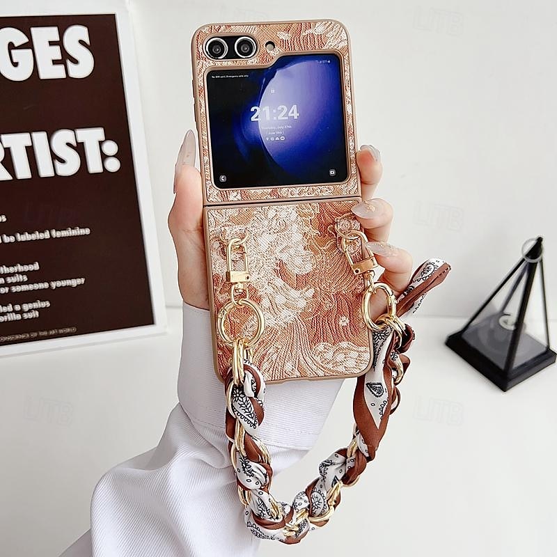 Phone Case For Samsung Galaxy Z Flip 7 Z Flip 5 Z Flip 4 Z Flip 3 Back Cover with Wrist Strap Shockproof PC Metal 2025 - $20.99 –P5