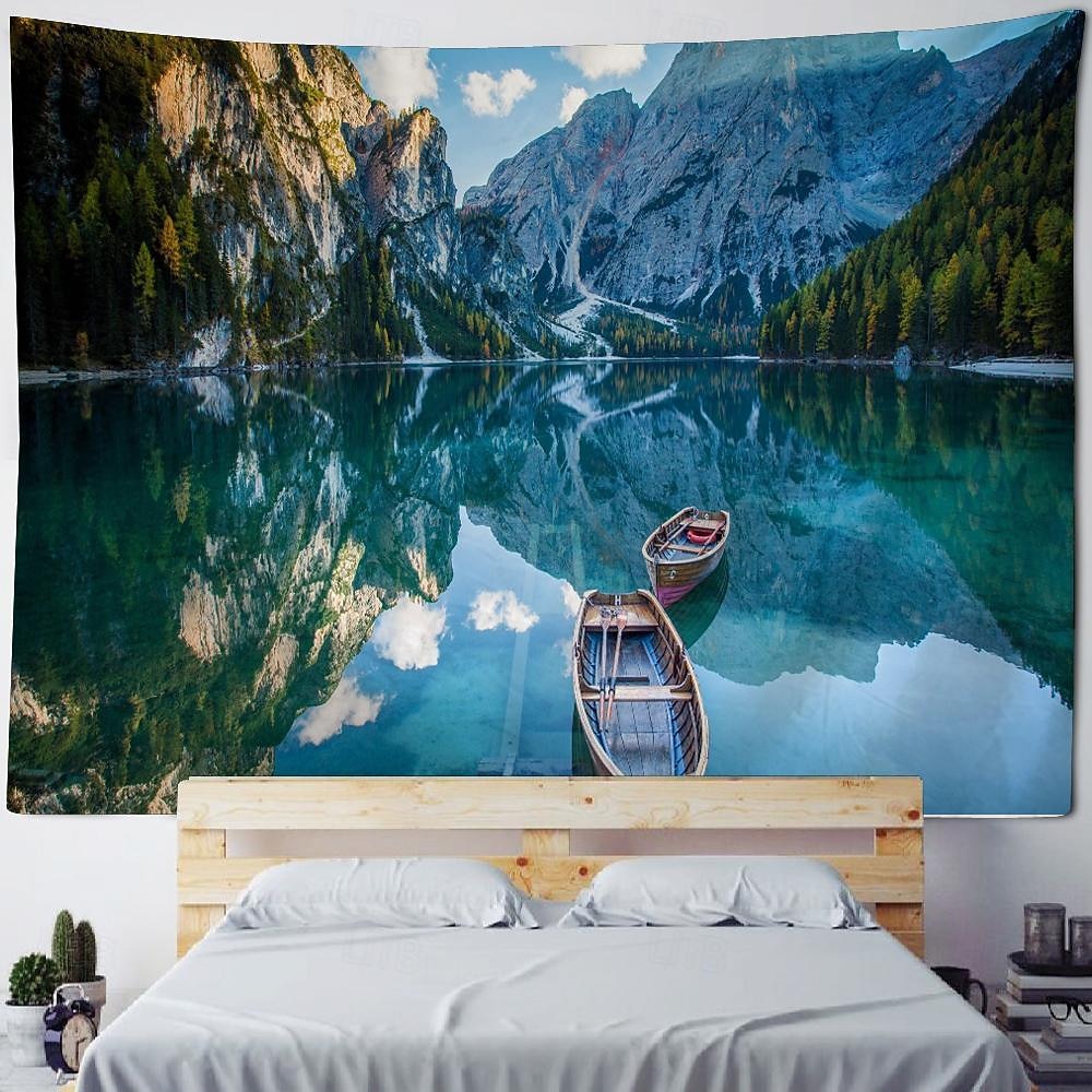 Tapiz colgante de paisaje natural de río de montaña, arte de pared, tapiz grande, decoración mural, fotografía, telón de fondo, manta, cortina, hogar, dormitorio, sala de estar 2026 - $20.99 –P7