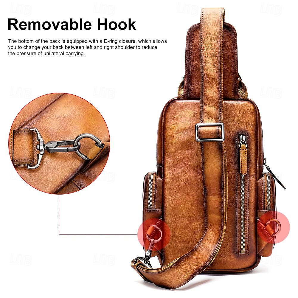 Borsa a tracolla vintage in pelle da uomo con multitasche – borsa a tracolla casual da viaggio per lavoro, escursionismo o uso quotidiano del 2025 a $159.99 –P6